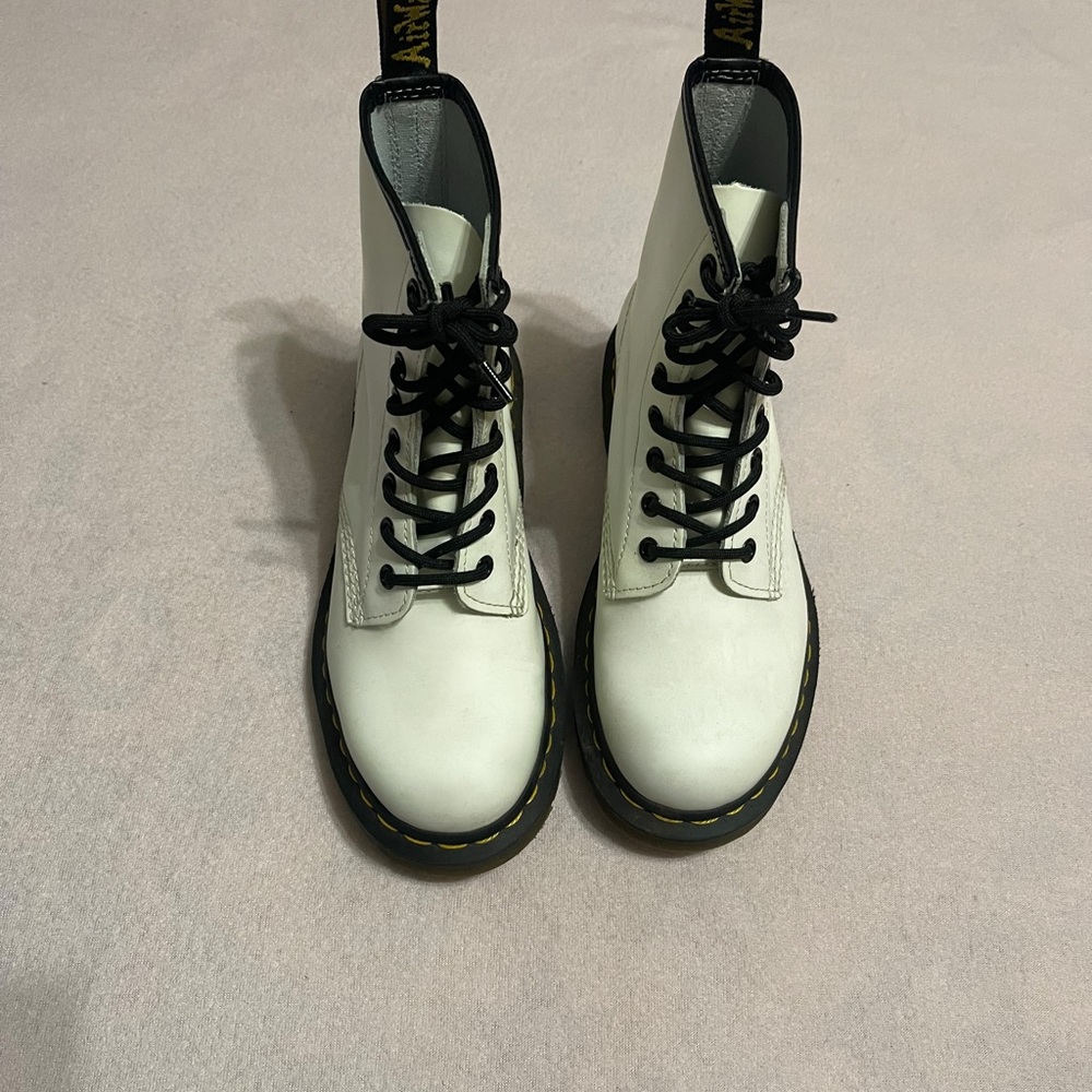 Dr. Martens White boots, size 6, worn once, in great condition.